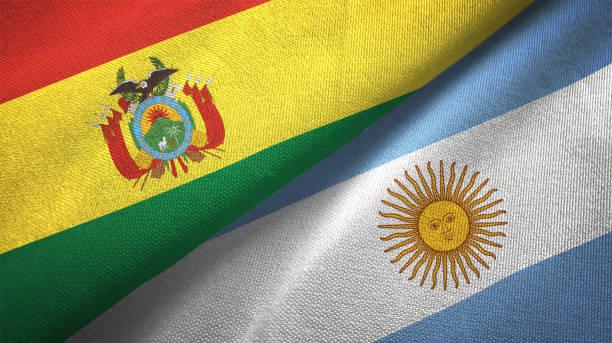 Argentina and Bolivia flag together realtions textile cloth fabric texture