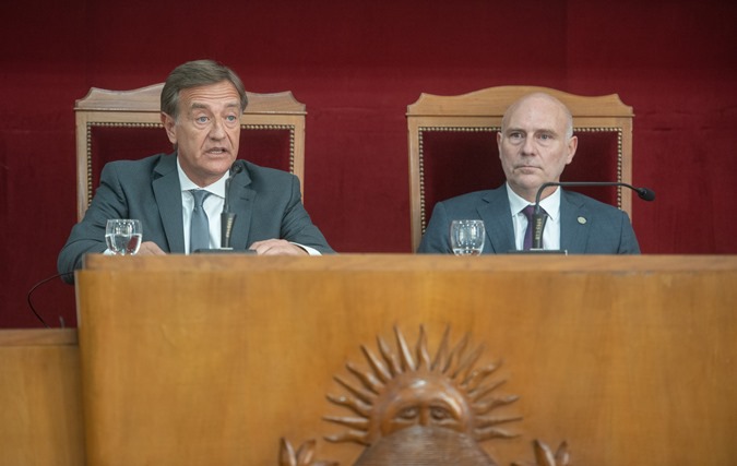 El gobernador Rodolfo Suarez junto al presidente de la Suprema Corte de Justicia, Dalmiro Garay Cueli