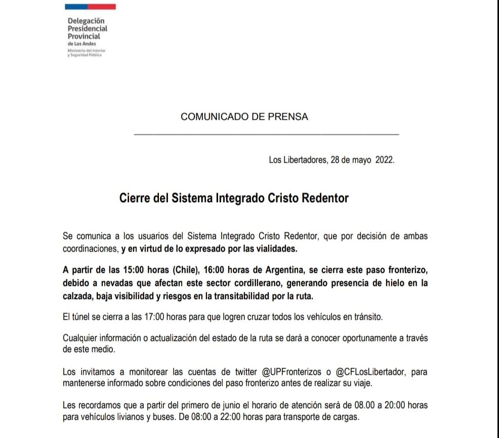 comunicadocierrepasocristo - Diario El Cuco Digital todas las noticias del Valle de Uco comunicado-cierre-paso-cristo