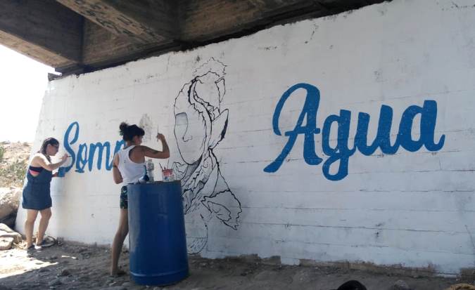 Somos Agua mural rio tunuyan pibes san carlos