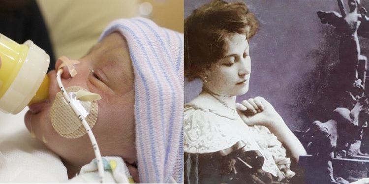 Bebé prematuro y Lola Mora