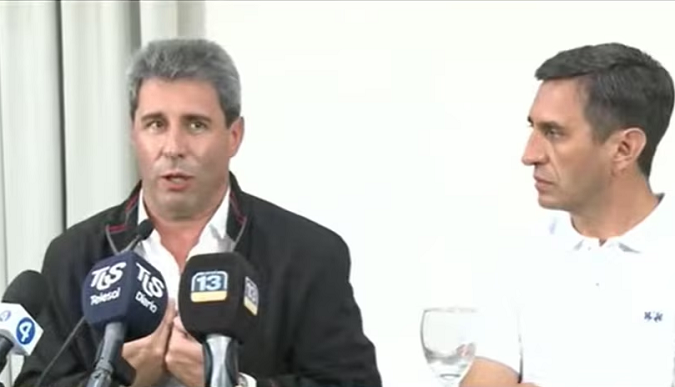 El gobernador Sergio Uñac en la conferencia de prensa tras la elección del domingo en San Juan / Gentileza.